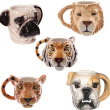 Load image into Gallery viewer, Animal Pets Lion Leopard Tiger Head Ceramics Coffee Cup Coloured Drawing Pattern Hree-dimensional Cappuccino Latte Milk Mugs