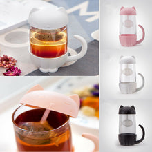 Load image into Gallery viewer, Lovely Glass Cup Tea Cat with Fish Filter Strainer Glass Cup Tea Infuser Filter Mug Home Office Container Gift
