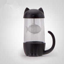 Load image into Gallery viewer, Lovely Glass Cup Tea Cat with Fish Filter Strainer Glass Cup Tea Infuser Filter Mug Home Office Container Gift
