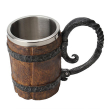 Load image into Gallery viewer, 500ML Simulation Wooden Barrel Double Layer Beer Mug Drinking Cup Drinkware Beer Mug Retro Whiskey Cup Wine Cup Bar Decoration
